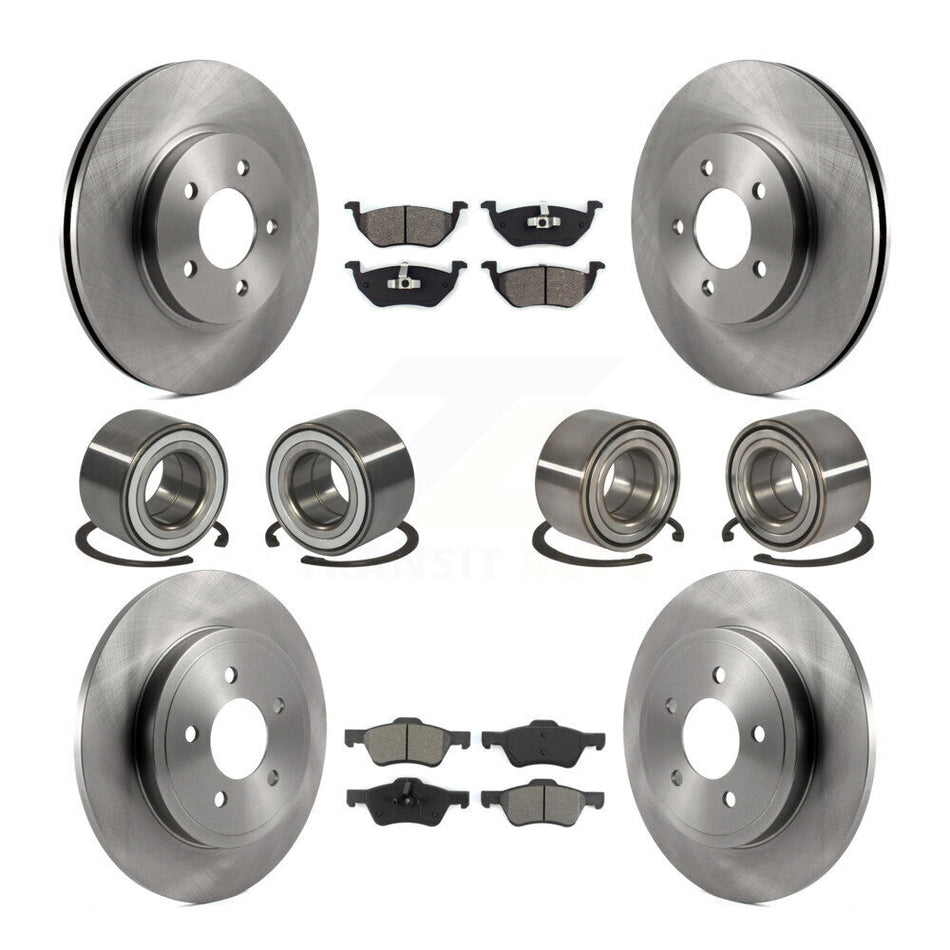 Front Rear Wheel Bearings Disc Brake Rotors And Semi-Metallic Pads Kit (10Pc) For Ford Escape Mercury Mariner KBB-106866