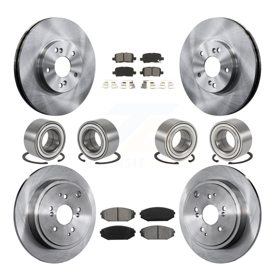 Front Rear Wheel Bearings Disc Brake Rotors And Semi-Metallic Pads Kit (10Pc) For 2001-2002 Acura MDX KBB-106867