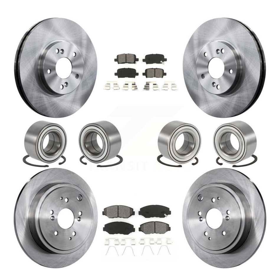 Front Rear Wheel Bearings Disc Brake Rotors And Semi-Metallic Pads Kit (10Pc) For 2003-2004 Honda Pilot KBB-106868