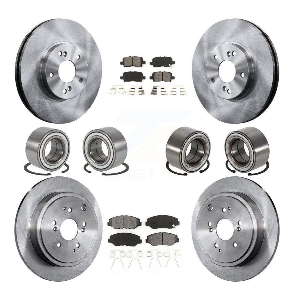 Front Rear Wheel Bearings Disc Brake Rotors And Semi-Metallic Pads Kit (10Pc) For 2005-2008 Honda Pilot KBB-106869