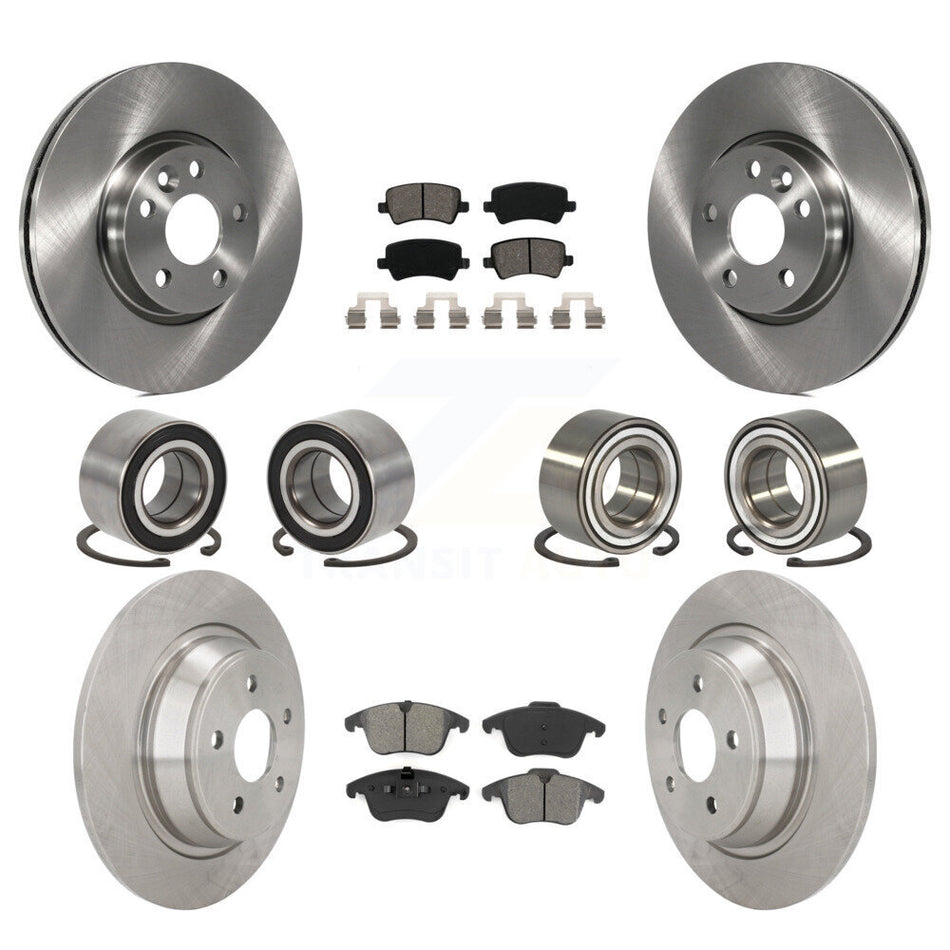 Front Rear Wheel Bearings Disc Brake Rotors And Semi-Metallic Pads Kit (10Pc) For 2012-2015 Land Rover Range Evoque KBB-106870