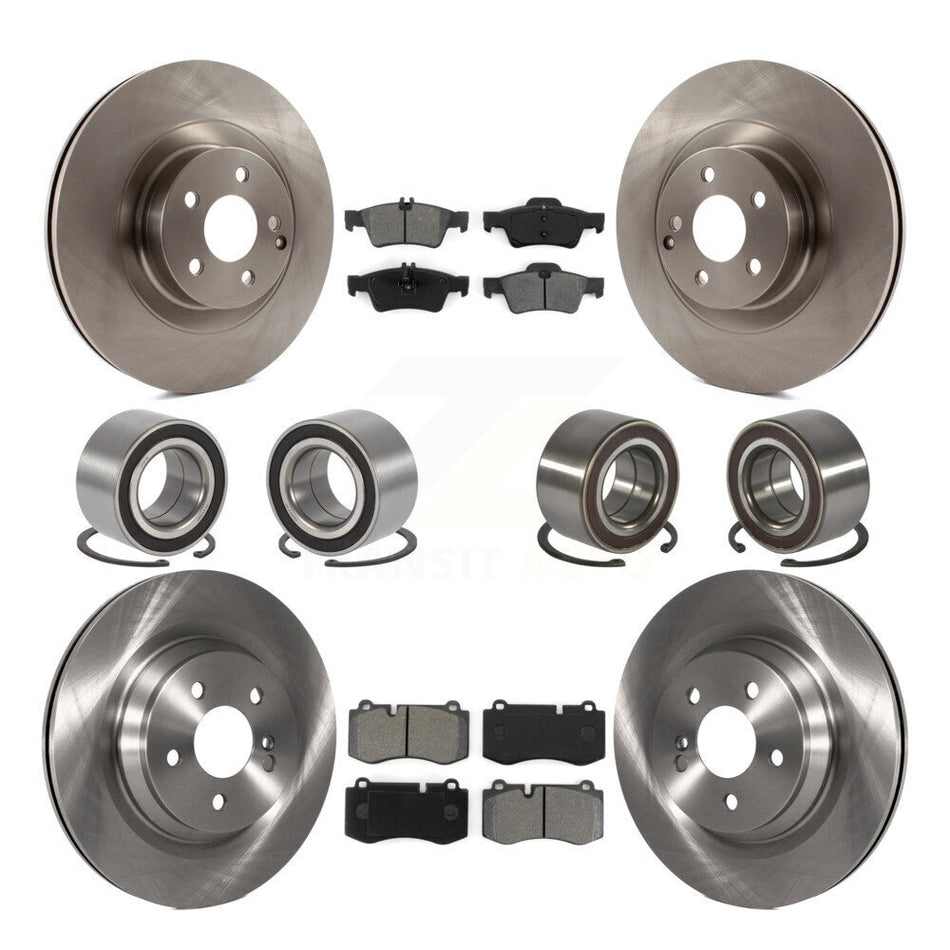 Front Rear Wheel Bearings Disc Brake Rotors And Semi-Metallic Pads Kit (10Pc) For 2012 Mercedes-Benz S350 With Sport Package KBB-106873