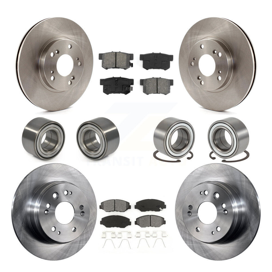 Front Rear Wheel Bearings Disc Brake Rotors And Semi-Metallic Pads Kit (10Pc) For Honda CR-V KBB-106876