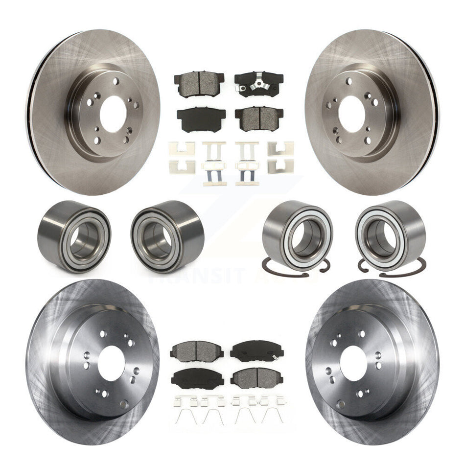 Front Rear Wheel Bearings Disc Brake Rotors And Semi-Metallic Pads Kit (10Pc) For 2005-2006 Honda CR-V KBB-106877