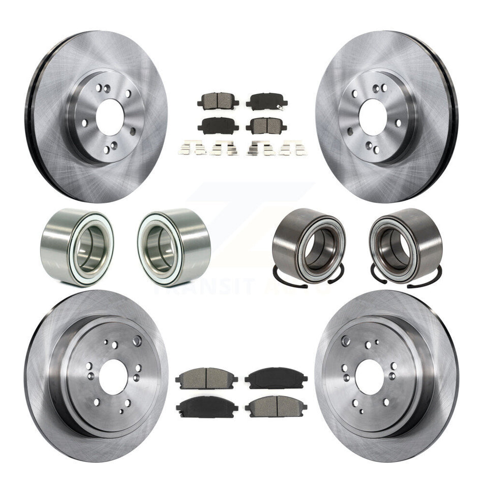 Front Rear Wheel Bearings Disc Brake Rotors And Semi-Metallic Pads Kit (10Pc) For 2003-2006 Acura MDX KBB-106879