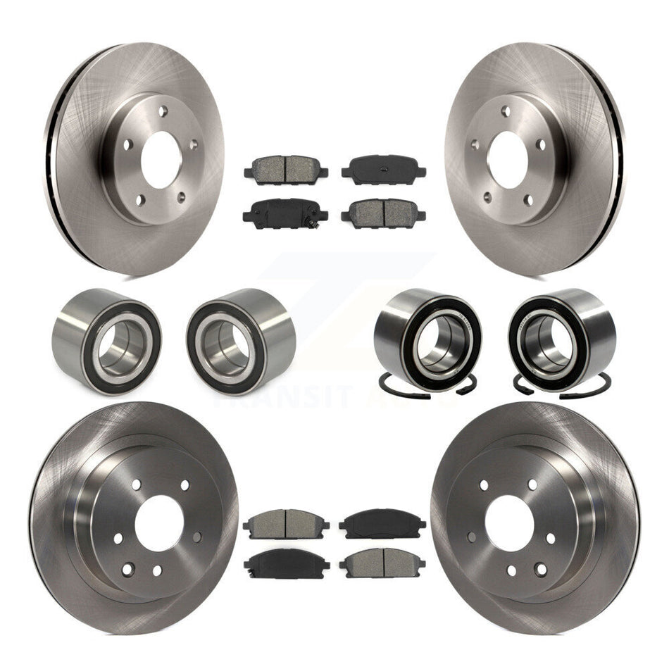 Front Rear Wheel Bearings Disc Brake Rotors And Semi-Metallic Pads Kit (10Pc) For Nissan X-Trail KBB-106881