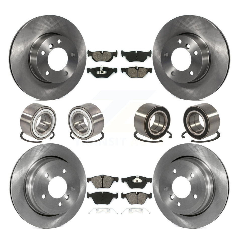 Front Rear Wheel Bearings Disc Brake Rotors And Semi-Metallic Pads Kit (10Pc) For BMW 328xi 325xi KBB-106888