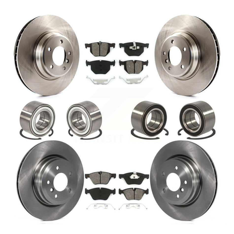 Front Rear Wheel Bearings Disc Brake Rotors And Semi-Metallic Pads Kit (10Pc) For 2007 BMW 335xi KBB-106890