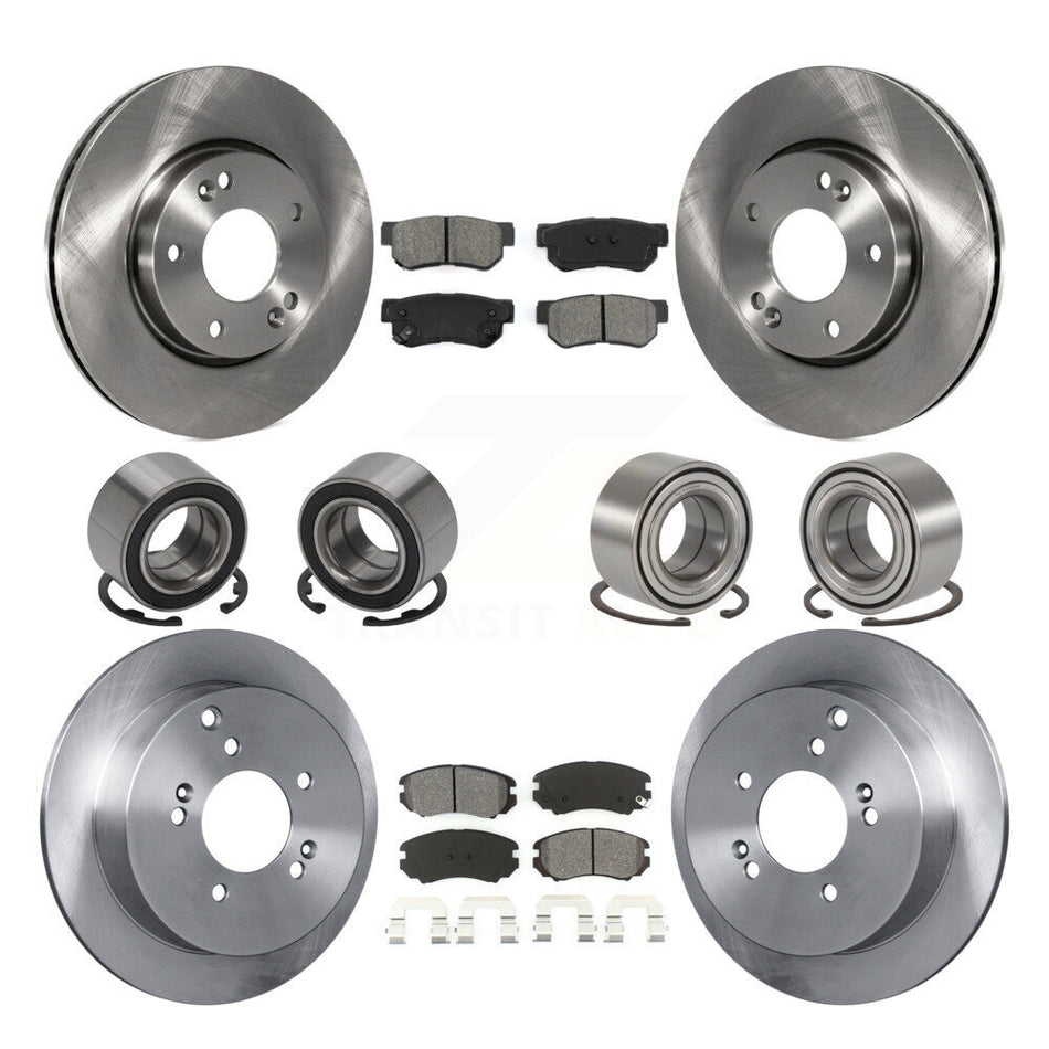 Front Rear Wheel Bearings Disc Brake Rotors And Semi-Metallic Pads Kit (10Pc) For Kia Sportage Hyundai Tucson KBB-106894