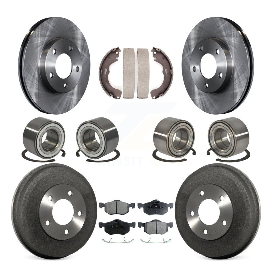 Front Rear Wheel Bearings Disc Brake Rotors And Ceramic Pads Shoes Kit (10Pc) For Ford Escape Mazda Tribute Mercury Mariner KBB-106903