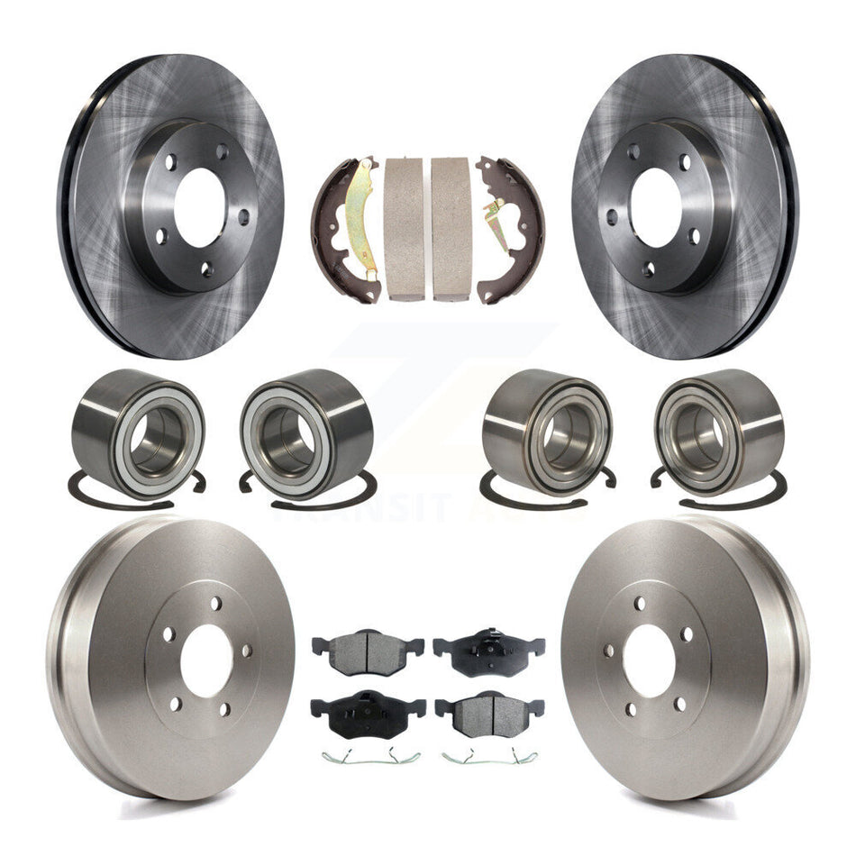 Front Rear Wheel Bearings Disc Brake Rotors And Ceramic Pads Shoes Kit (10Pc) For 2007-2007 Ford Escape Mercury Mariner From 01/08/07 Drum rear brakes KBB-106904