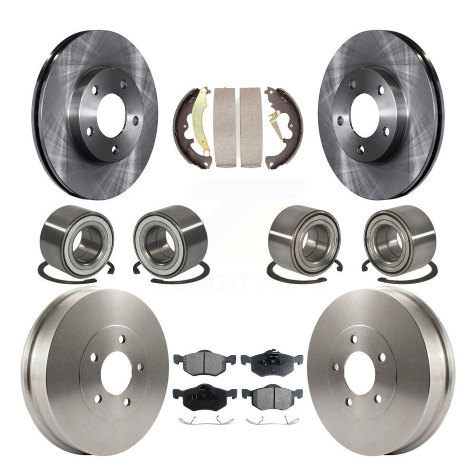 Front Rear Wheel Bearings Disc Brake Rotors And Ceramic Pads Shoes Kit (10Pc) For 2007-2007 Ford Escape Mercury Mariner From 01/08/07 Drum rear brakes KBB-106904