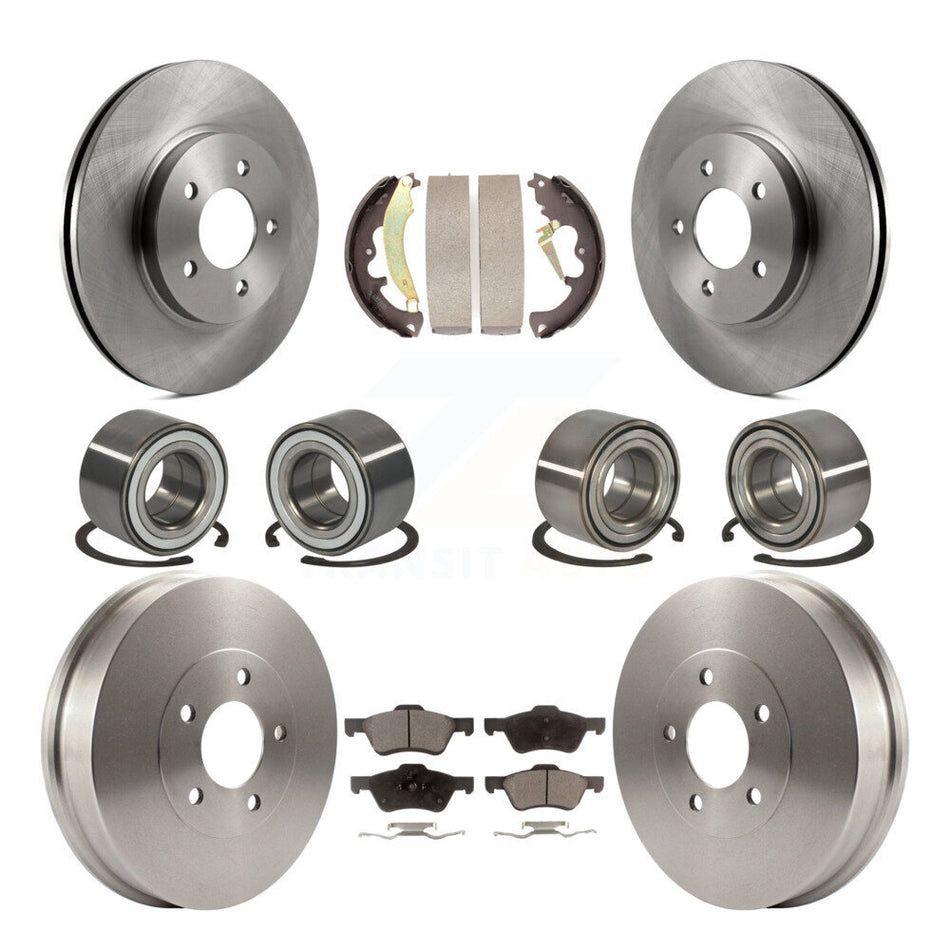 Front Rear Wheel Bearings Disc Brake Rotors And Ceramic Pads Shoes Kit (10Pc) For Ford Escape Mercury Mariner KBB-106908