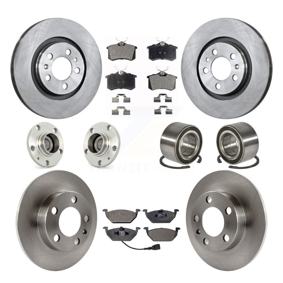 Front Rear Wheel Hub Bearings Assembly Disc Brake Rotors And Ceramic Pads Kit (10Pc) For 2007-2010 Volkswagen Beetle With 280mm Diameter Rotor KBB-106910
