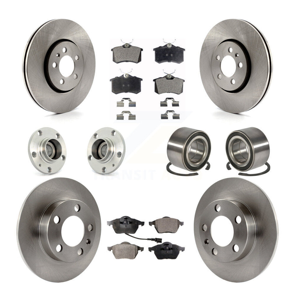 Front Rear Wheel Hub Bearings Assembly Disc Brake Rotors And Ceramic Pads Kit (10Pc) For 2007-2010 Volkswagen Beetle With 288mm Diameter Rotor KBB-106912