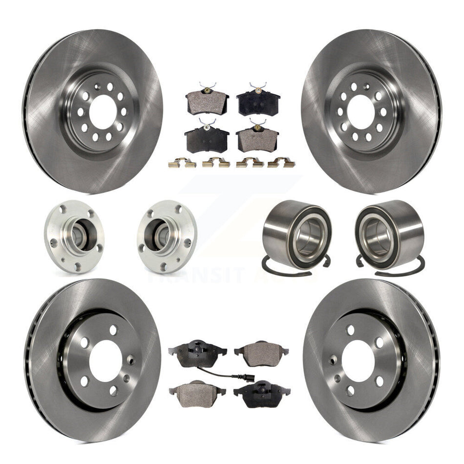 Front Rear Wheel Hub Bearings Assembly Disc Brake Rotors And Ceramic Pads Kit (10Pc) For Volkswagen Golf Audi TT Quattro KBB-106916