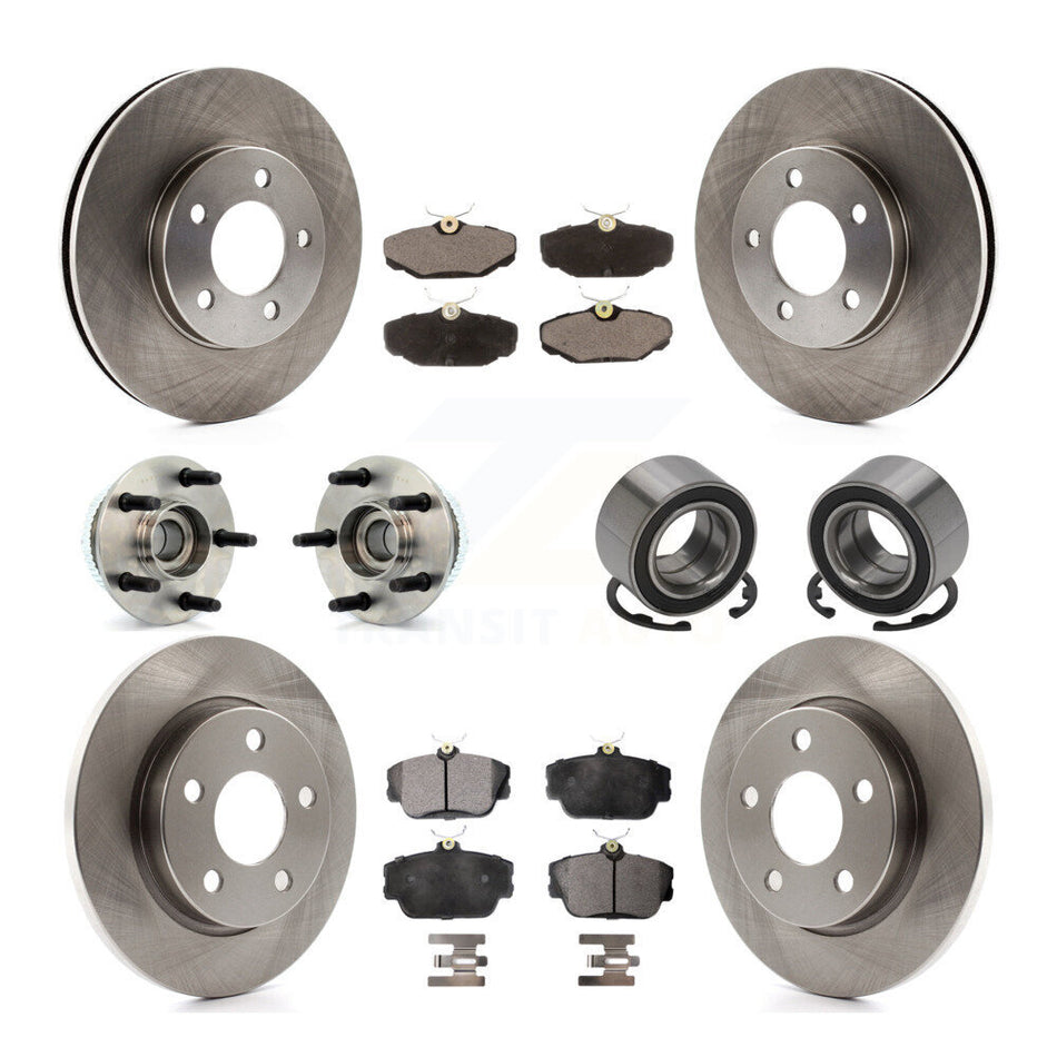 Front Rear Wheel Hub Bearings Assembly Disc Brake Rotors And Ceramic Pads Kit (10Pc) For 1994-1995 Ford Taurus SHO with rear brakes KBB-106922
