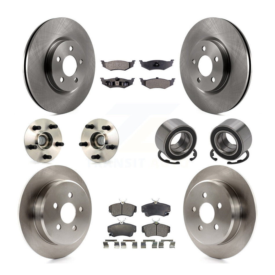 Front Rear Wheel Hub Bearings Assembly Disc Brake Rotors And Ceramic Pads Kit (10Pc) For 2003-2007 Chrysler PT Cruiser Naturally Aspirated KBB-106928