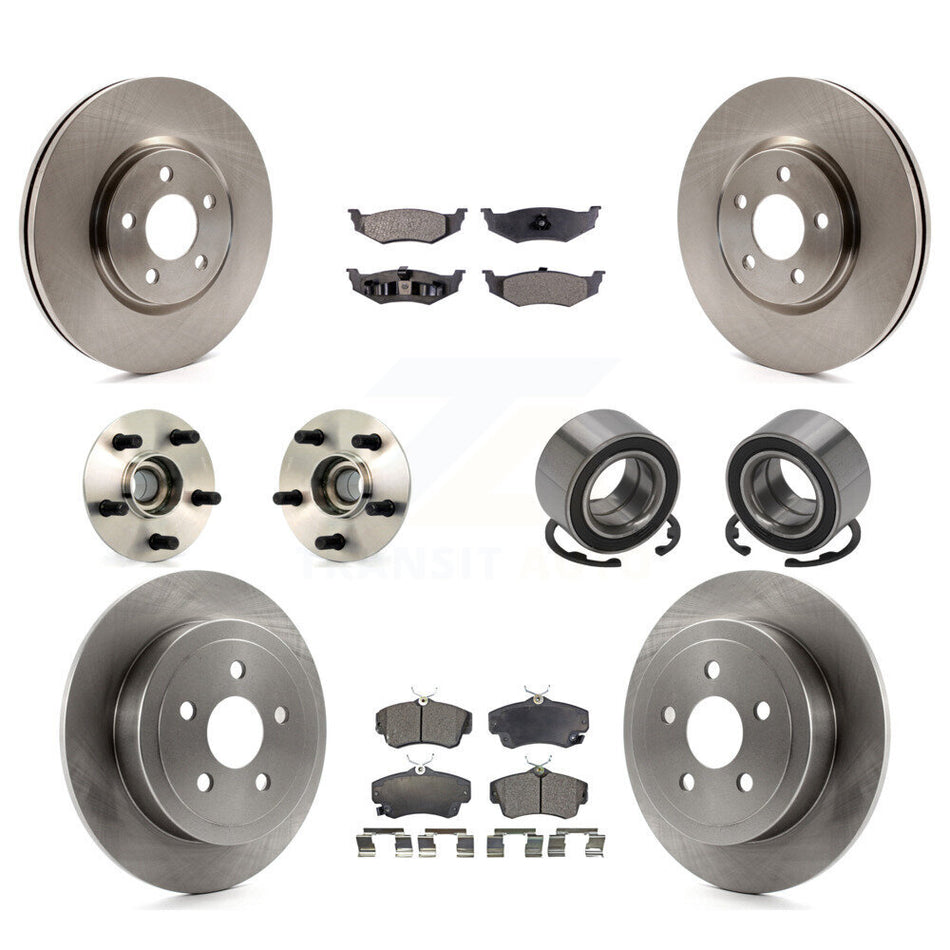 Front Rear Wheel Hub Bearings Assembly Disc Brake Rotors And Ceramic Pads Kit (10Pc) For 2008-2009 Chrysler PT Cruiser Turbocharged KBB-106929