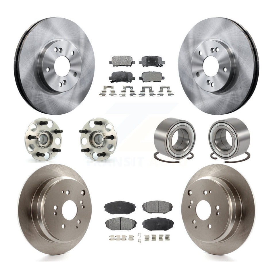 Front Rear Wheel Hub Bearings Assembly Disc Brake Rotors And Ceramic Pads Kit (10Pc) For 2002-2004 Honda Odyssey KBB-106942