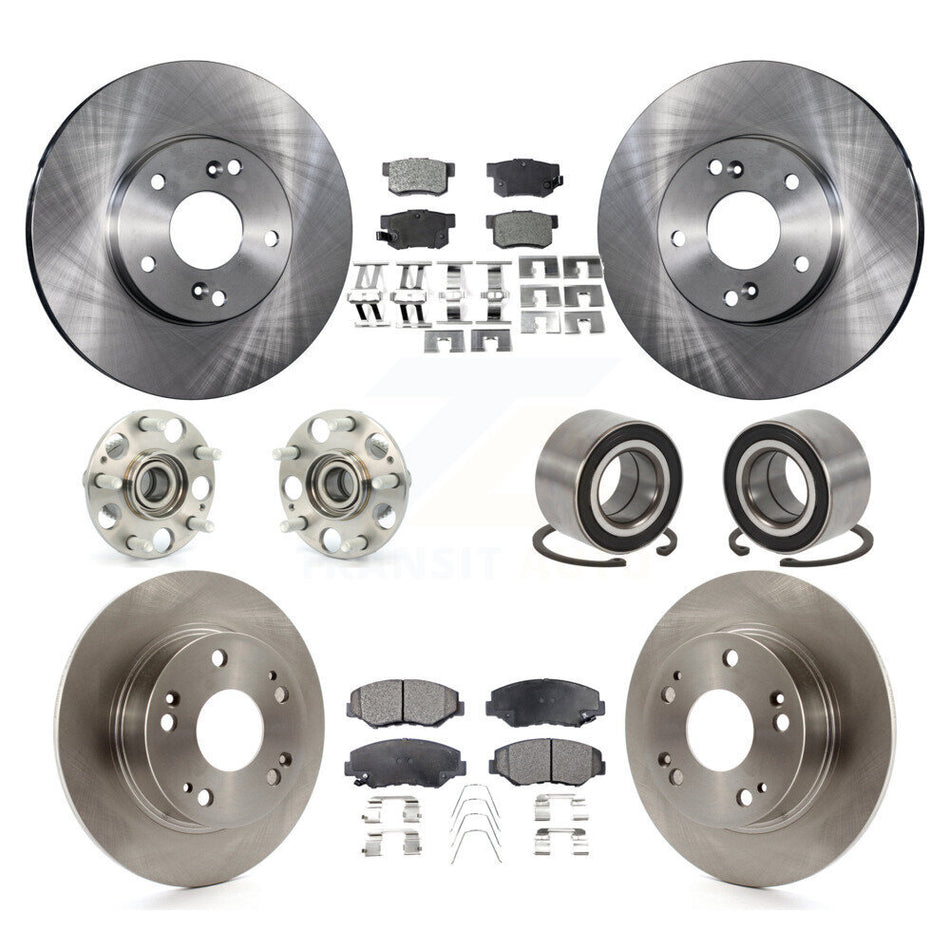 Front Rear Wheel Hub Bearings Assembly Disc Brake Rotors And Ceramic Pads Kit (10Pc) For Honda Accord Excluding Vehicles Built Canadian Market KBB-106960