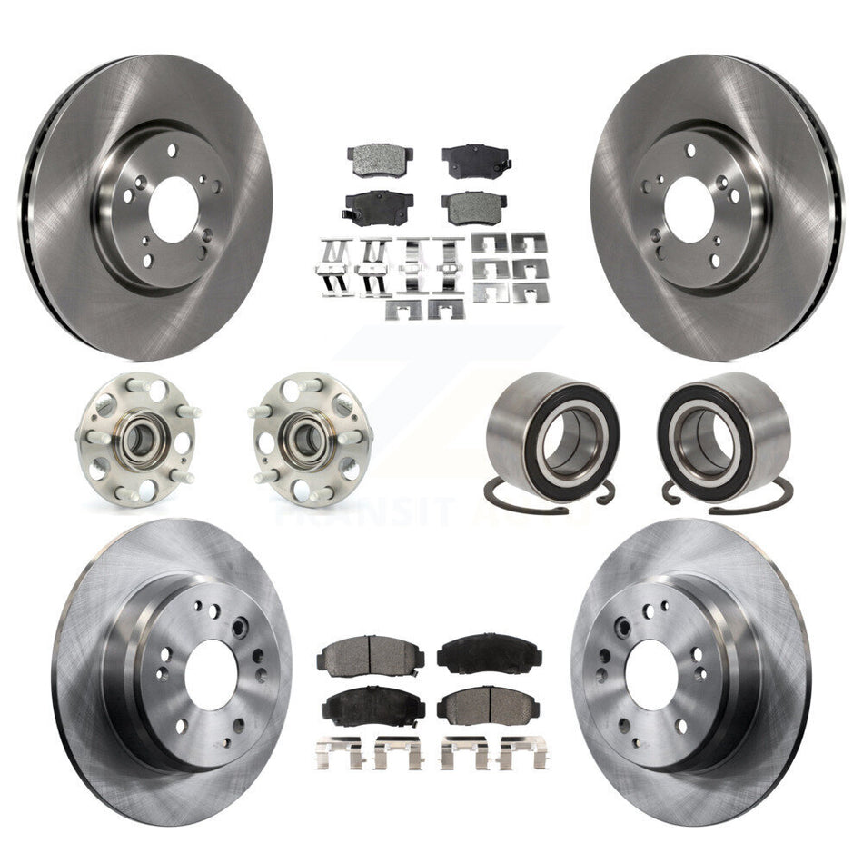 Front Rear Wheel Hub Bearings Assembly Disc Brake Rotors And Ceramic Pads Kit (10Pc) For 2004-2005 Acura TL Automatic transmission KBB-106964