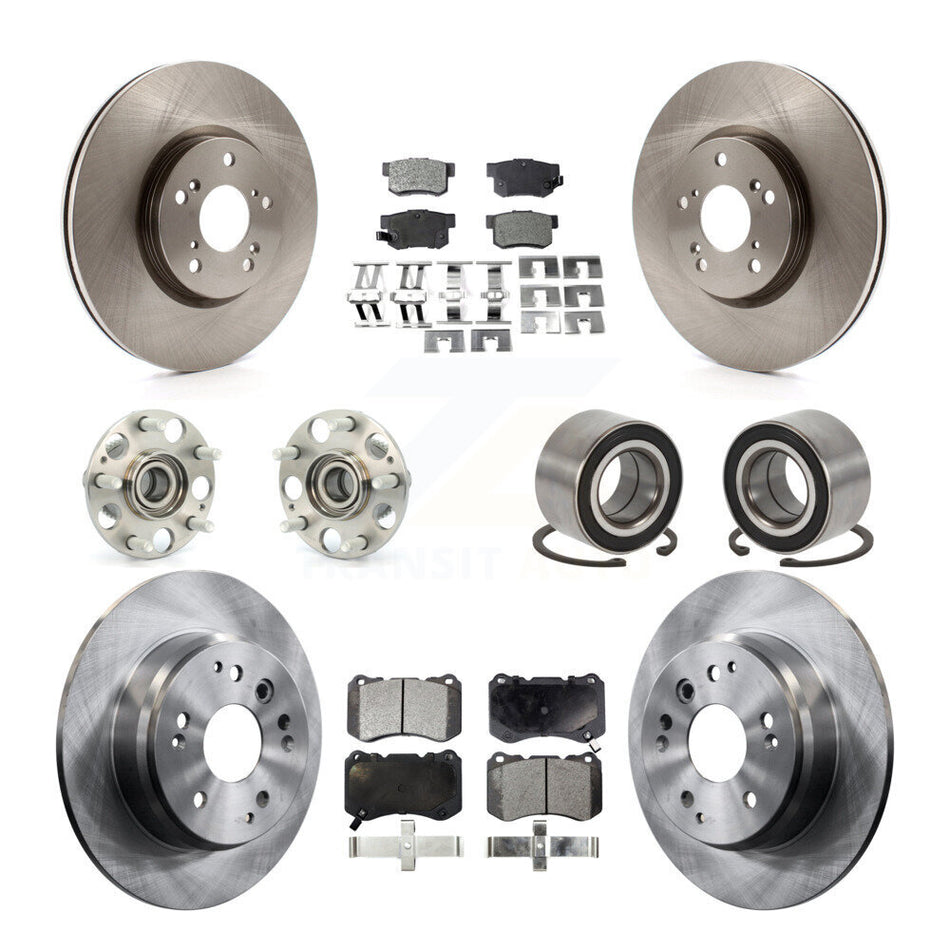 Front Rear Wheel Hub Bearings Assembly Disc Brake Rotors And Ceramic Pads Kit (10Pc) For Acura TL KBB-106965