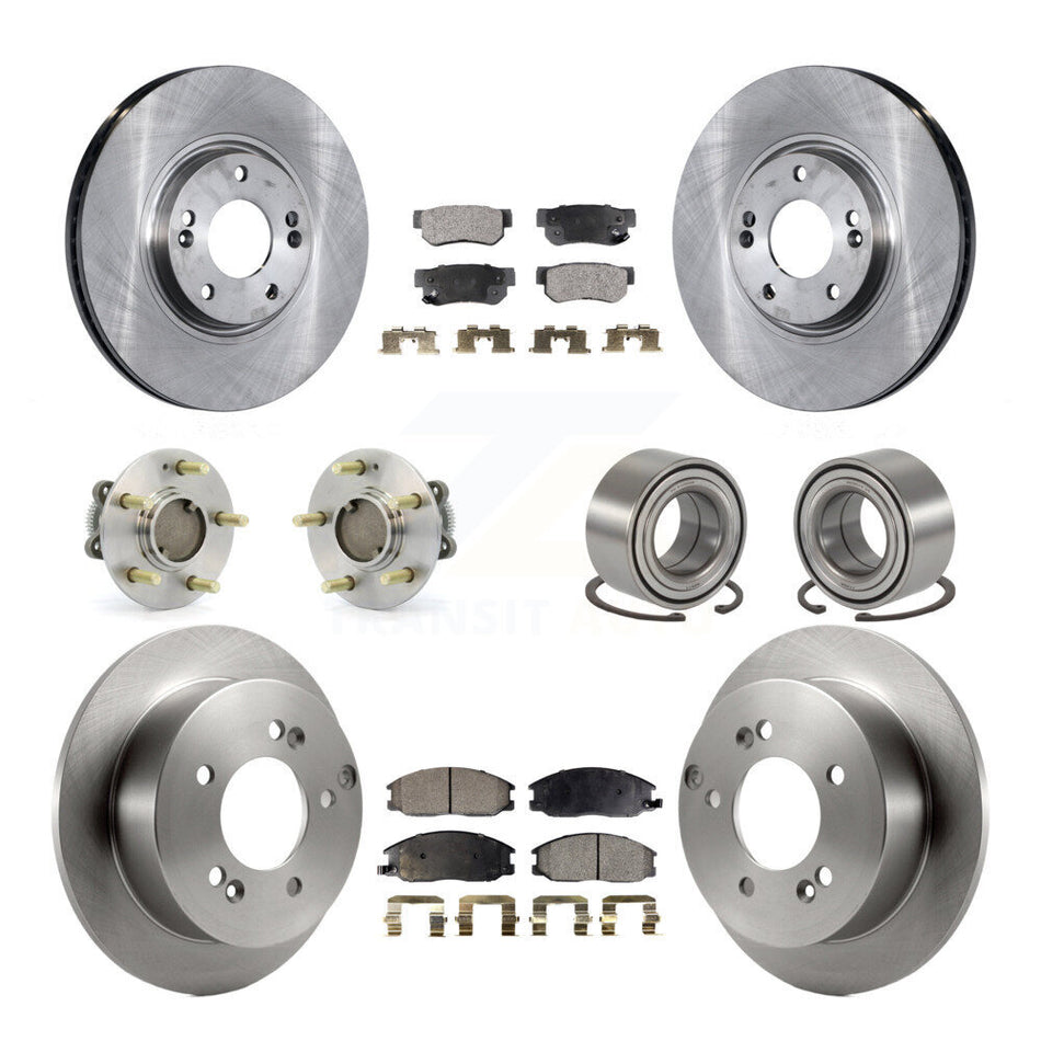 Front Rear Wheel Hub Bearings Assembly Disc Brake Rotors And Ceramic Pads Kit (10Pc) For Hyundai XG350 KBB-106967