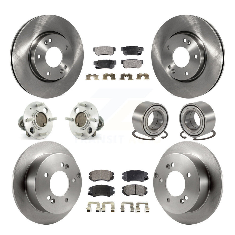 Front Rear Wheel Hub Bearings Assembly Disc Brake Rotors And Ceramic Pads Kit (10Pc) For 2005 Hyundai Sonata Non-ABS From 03 01 05 KBB-106975