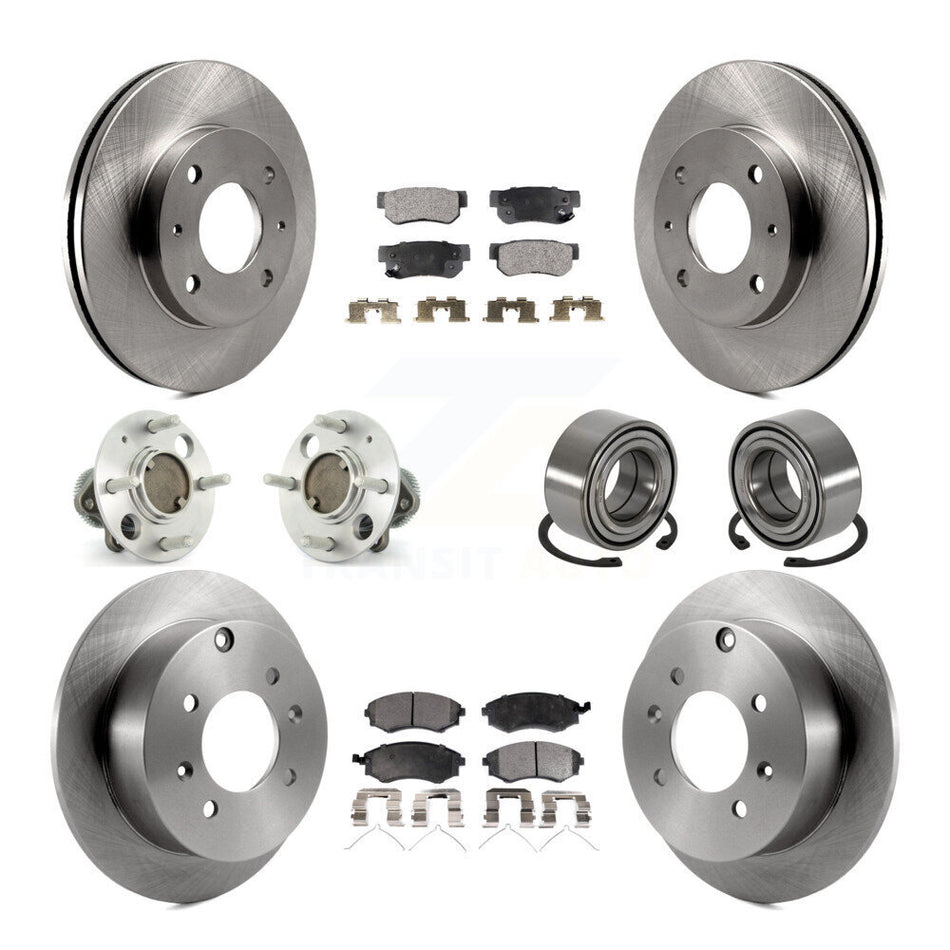 Front Rear Wheel Hub Bearings Assembly Disc Brake Rotors And Ceramic Pads Kit (10Pc) For Hyundai Sonata KBB-106979