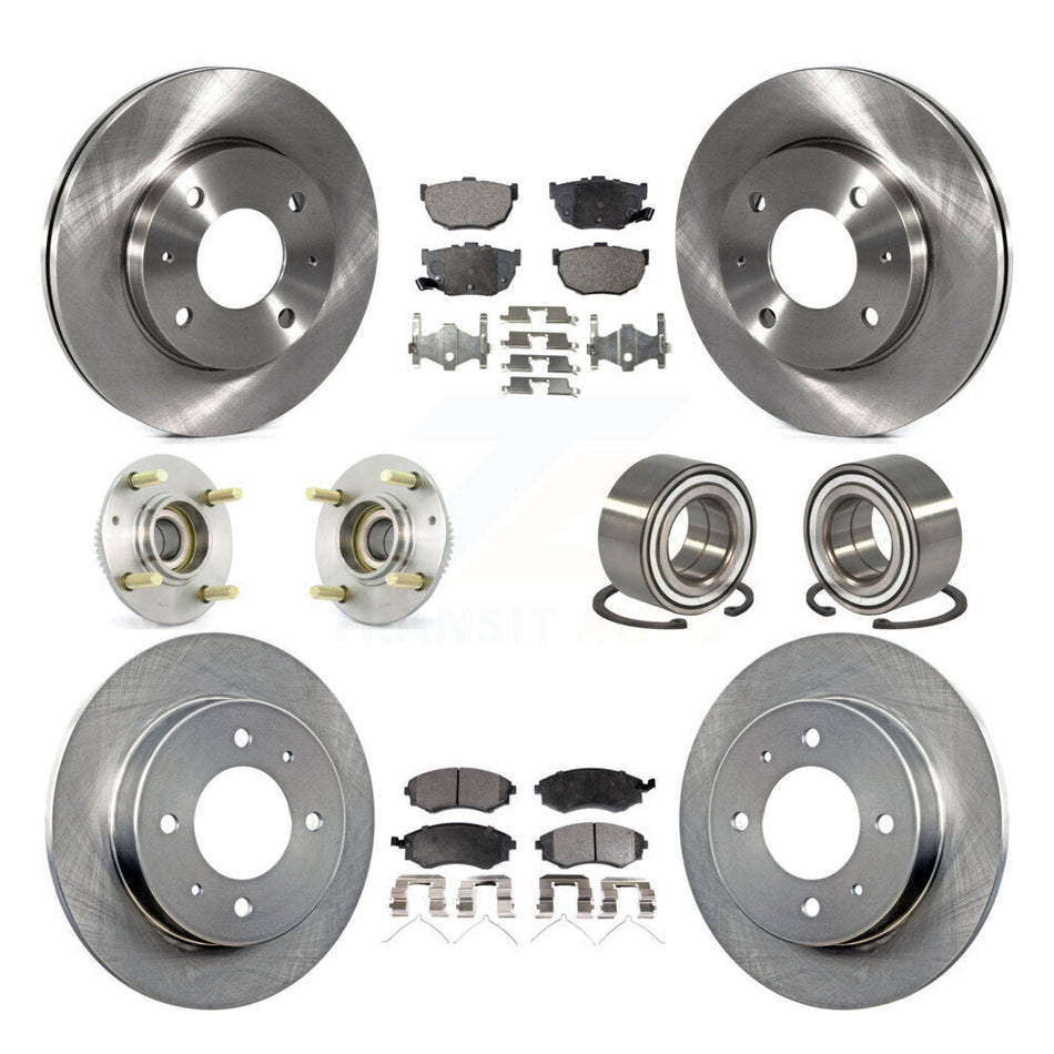 Front Rear Wheel Hub Bearings Assembly Disc Brake Rotors And Ceramic Pads Kit (10Pc) For Hyundai Elantra KBB-106985