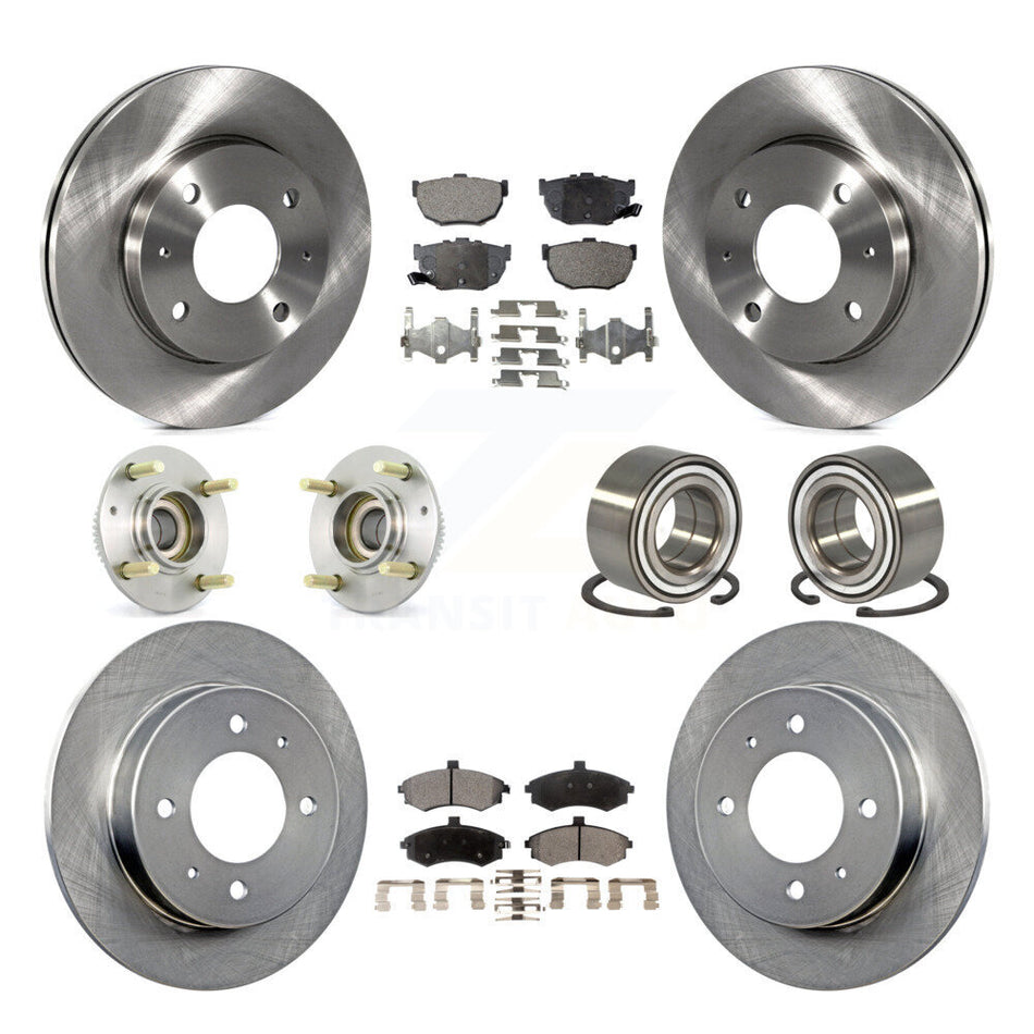 Front Rear Wheel Hub Bearings Assembly Disc Brake Rotors And Ceramic Pads Kit (10Pc) For Hyundai Elantra rear brakes with 4-Wheel ABS KBB-106986