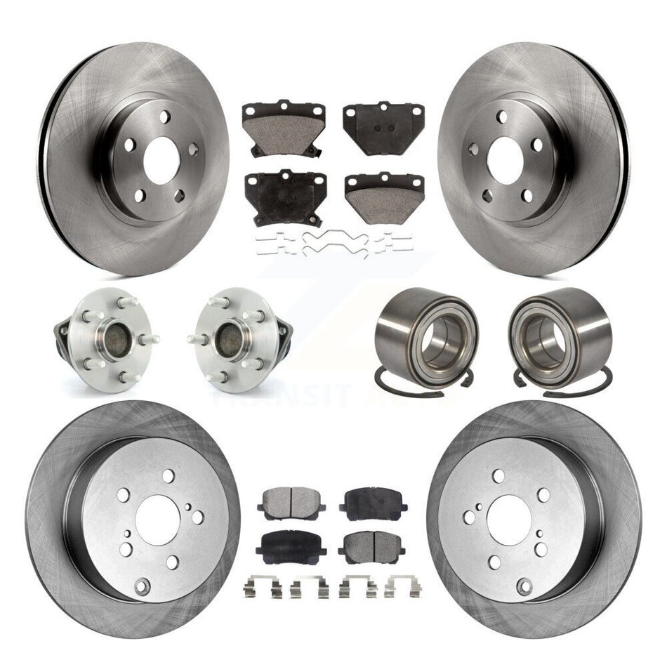 Front Rear Wheel Hub Bearings Assembly Disc Brake Rotors And Ceramic Pads Kit (10Pc) For Toyota Corolla Matrix Pontiac Vibe KBB-106993