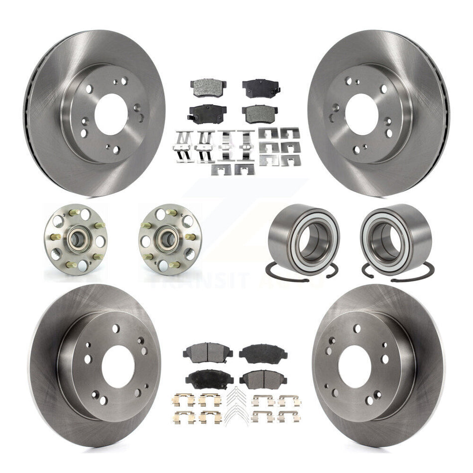 Front Rear Wheel Hub Bearings Assembly Disc Brake Rotors And Ceramic Pads Kit (10Pc) For Honda Civic Acura RSX KBB-107006