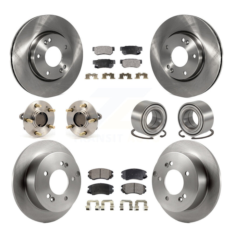Front Rear Wheel Hub Bearings Assembly Disc Brake Rotors And Ceramic Pads Kit (10Pc) For Kia Optima Magentis KBB-107012