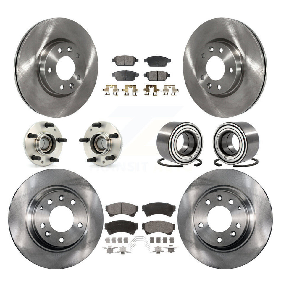 Front Rear Wheel Hub Bearings Assembly Disc Brake Rotors And Ceramic Pads Kit (10Pc) For Ford Fusion Lincoln MKZ Mercury Milan Mazda 6 Zephyr KBB-107016