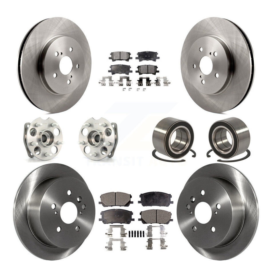 Front Rear Wheel Hub Bearings Assembly Disc Brake Rotors And Ceramic Pads Kit (10Pc) For Lexus Toyota Highlander RX350 RX330 RX400h KBB-107024