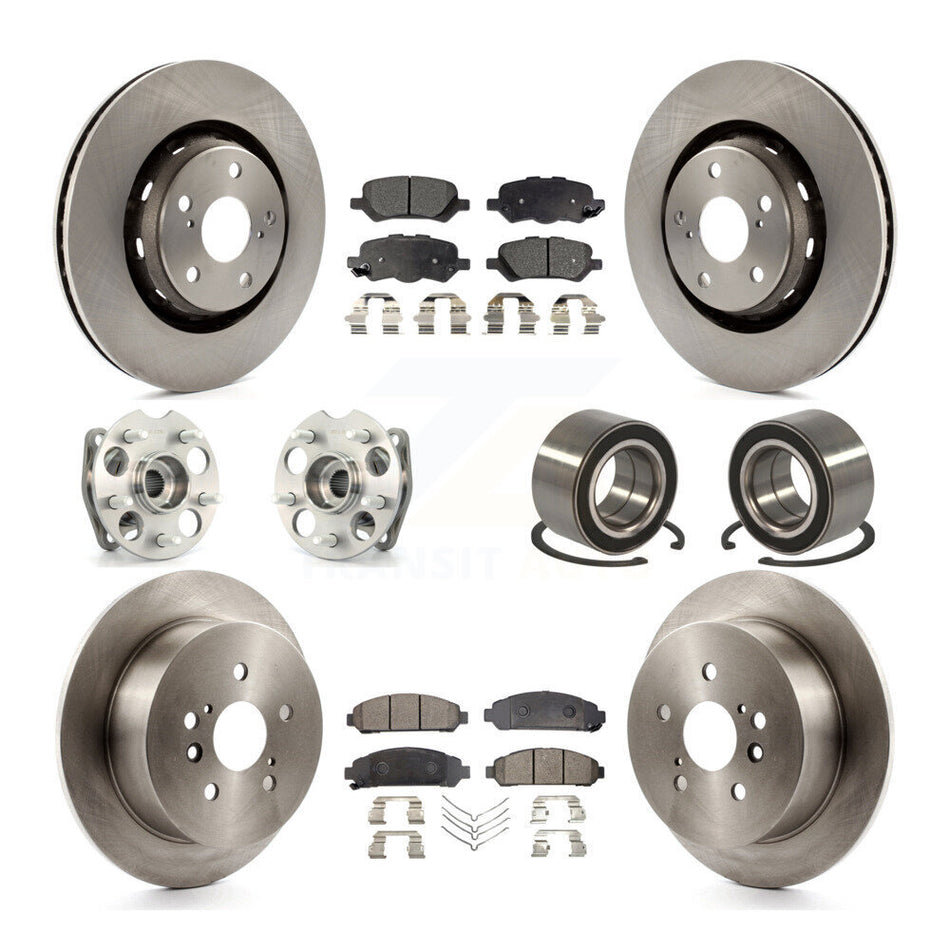 Front Rear Wheel Hub Bearings Assembly Disc Brake Rotors And Ceramic Pads Kit (10Pc) For 2009-2016 Toyota Venza AWD KBB-107026