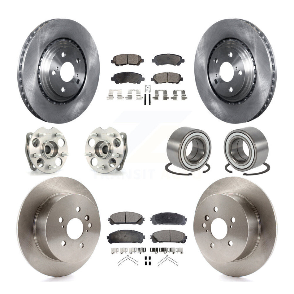 Front Rear Wheel Hub Bearings Assembly Disc Brake Rotors And Ceramic Pads Kit (10Pc) For 2008-2013 Toyota Highlander AWD KBB-107027