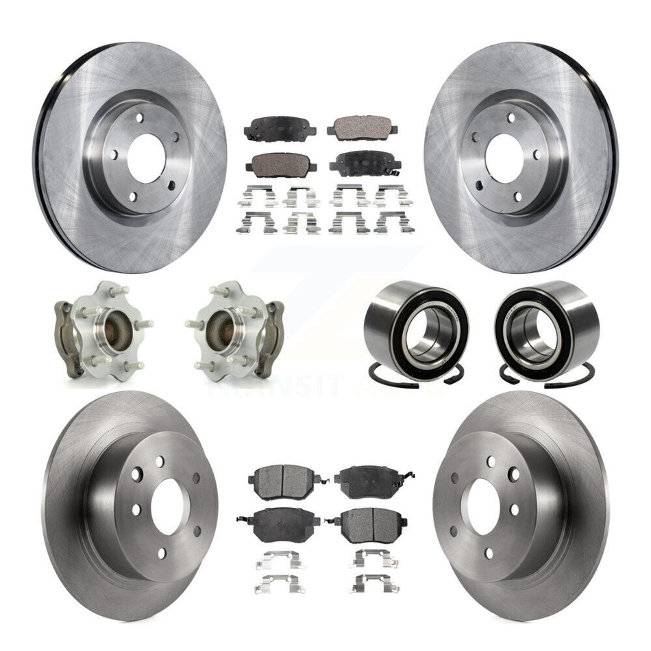 Front Rear Wheel Hub Bearings Assembly Disc Brake Rotors And Ceramic Pads Kit (10Pc) For Nissan Altima Maxima KBB-107029