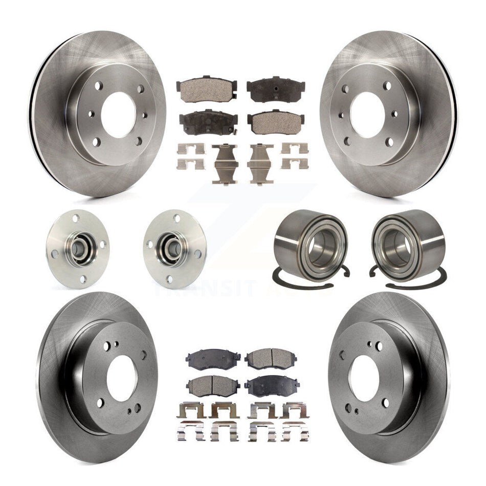 Front Rear Wheel Hub Bearings Assembly Disc Brake Rotors And Ceramic Pads Kit (10Pc) For Nissan Sentra 1.8L KBB-107031