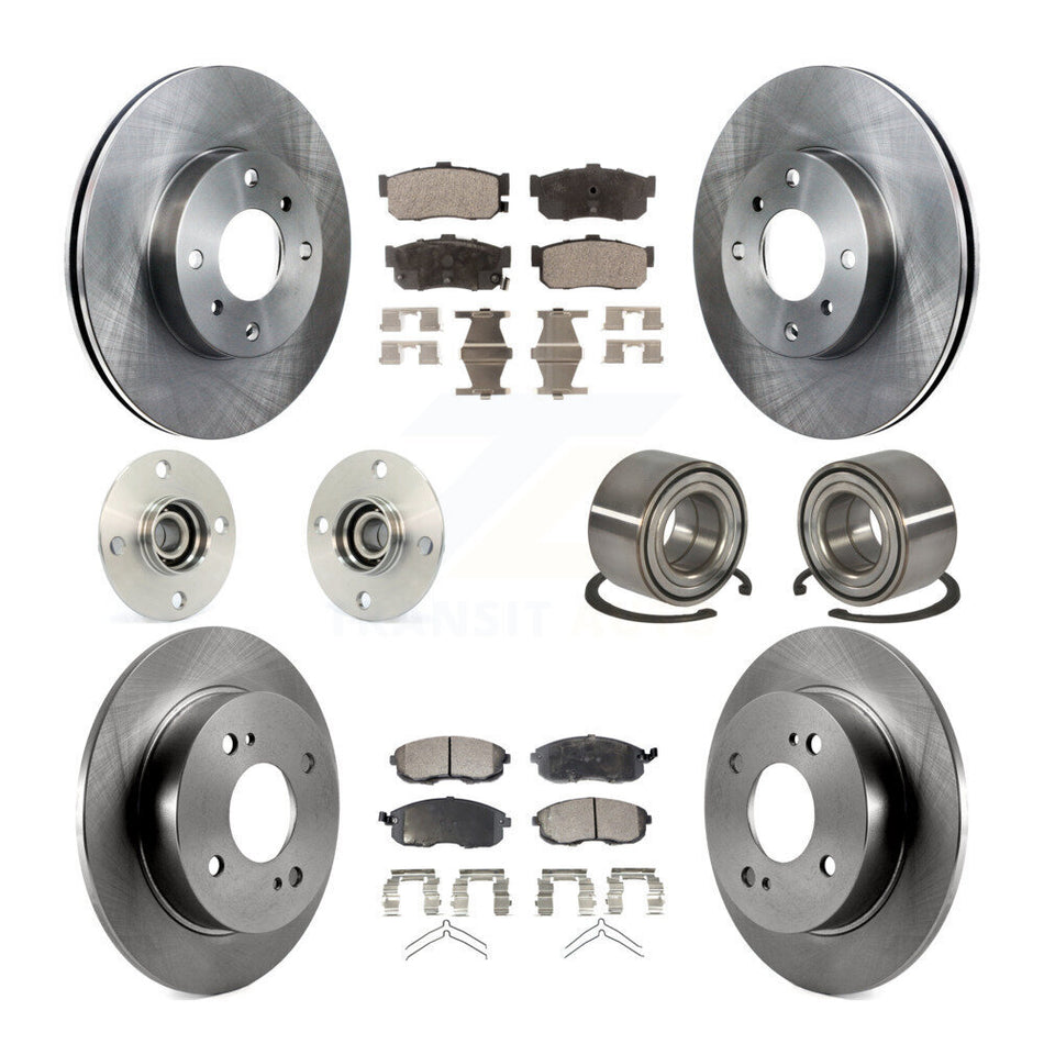 Front Rear Wheel Hub Bearings Assembly Disc Brake Rotors And Ceramic Pads Kit (10Pc) For Nissan Sentra 2.0L KBB-107032