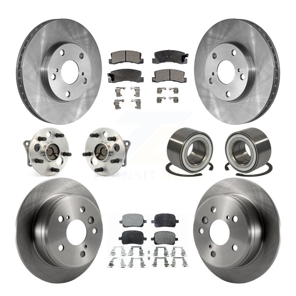 Front Rear Wheel Hub Bearings Assembly Disc Brake Rotors And Ceramic Pads Kit (10Pc) For Toyota Camry Solara KBB-107034