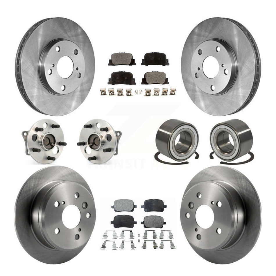 Front Rear Wheel Hub Bearings Assembly Disc Brake Rotors And Ceramic Pads Kit (10Pc) For 2000-2001 Toyota Camry 3.0L with 4-Wheel ABS Vehicles Manufactured In Japan KBB-107036
