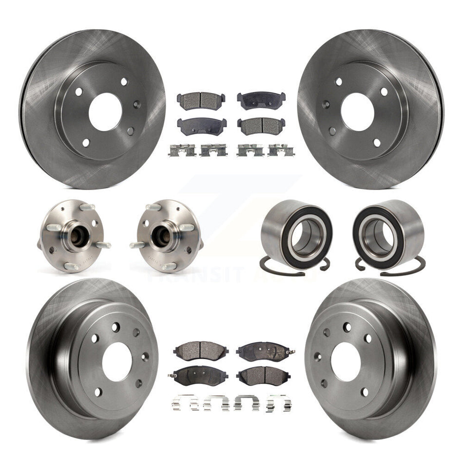 Front Rear Wheel Hub Bearings Assembly Disc Brake Rotors And Ceramic Pads Kit (10Pc) For Suzuki Forenza Reno Chevrolet Optra Non-ABS KBB-107042