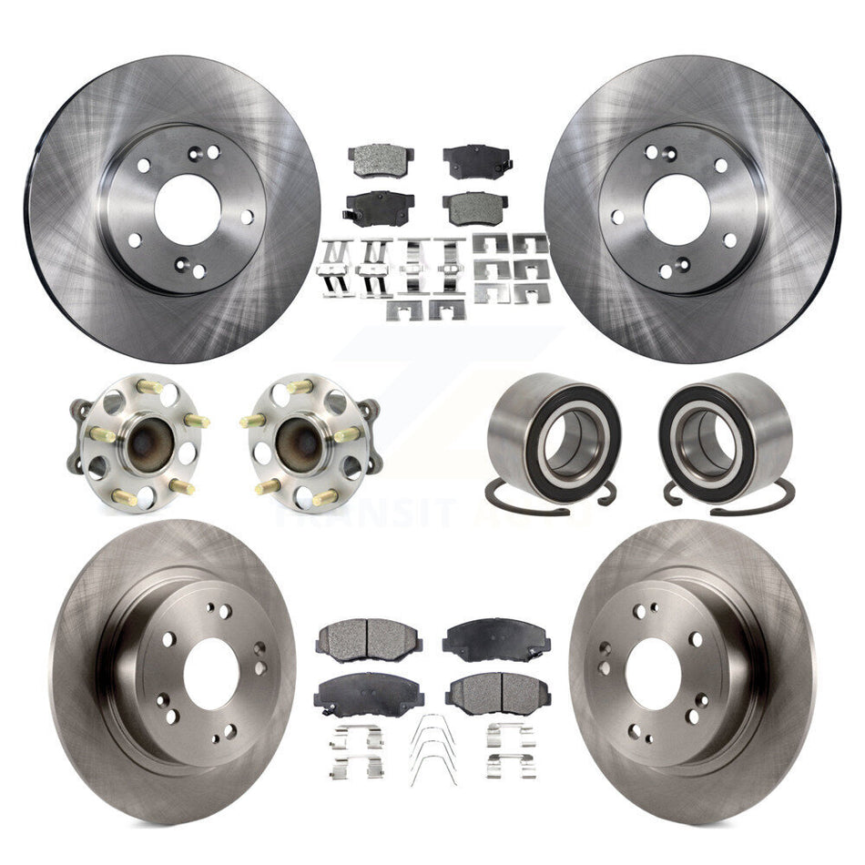 Front Rear Wheel Hub Bearing Disc Brake Rotor And Ceramic Pad Kit (10Pc) For Honda Accord KBB-107052