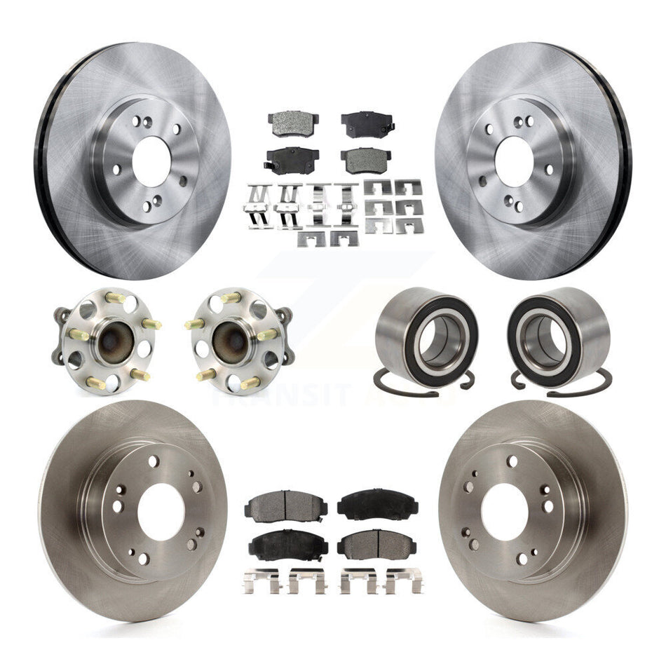 Front Rear Wheel Hub Bearings Assembly Disc Brake Rotors And Ceramic Pads Kit (10Pc) For 2004-2008 Acura TSX KBB-107053