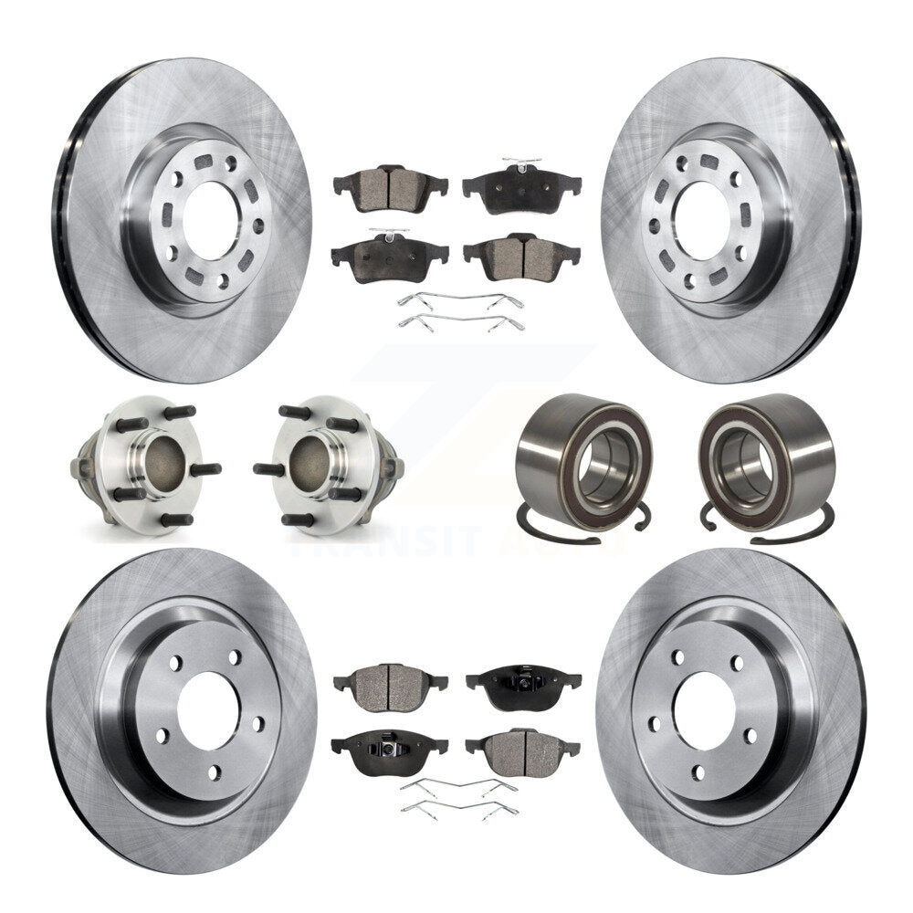 Front Rear Hub Bearing Assembly Disc Brake Rotors And Ceramic Pads Kit (10Pc) For Mazda 5 KBB-107082