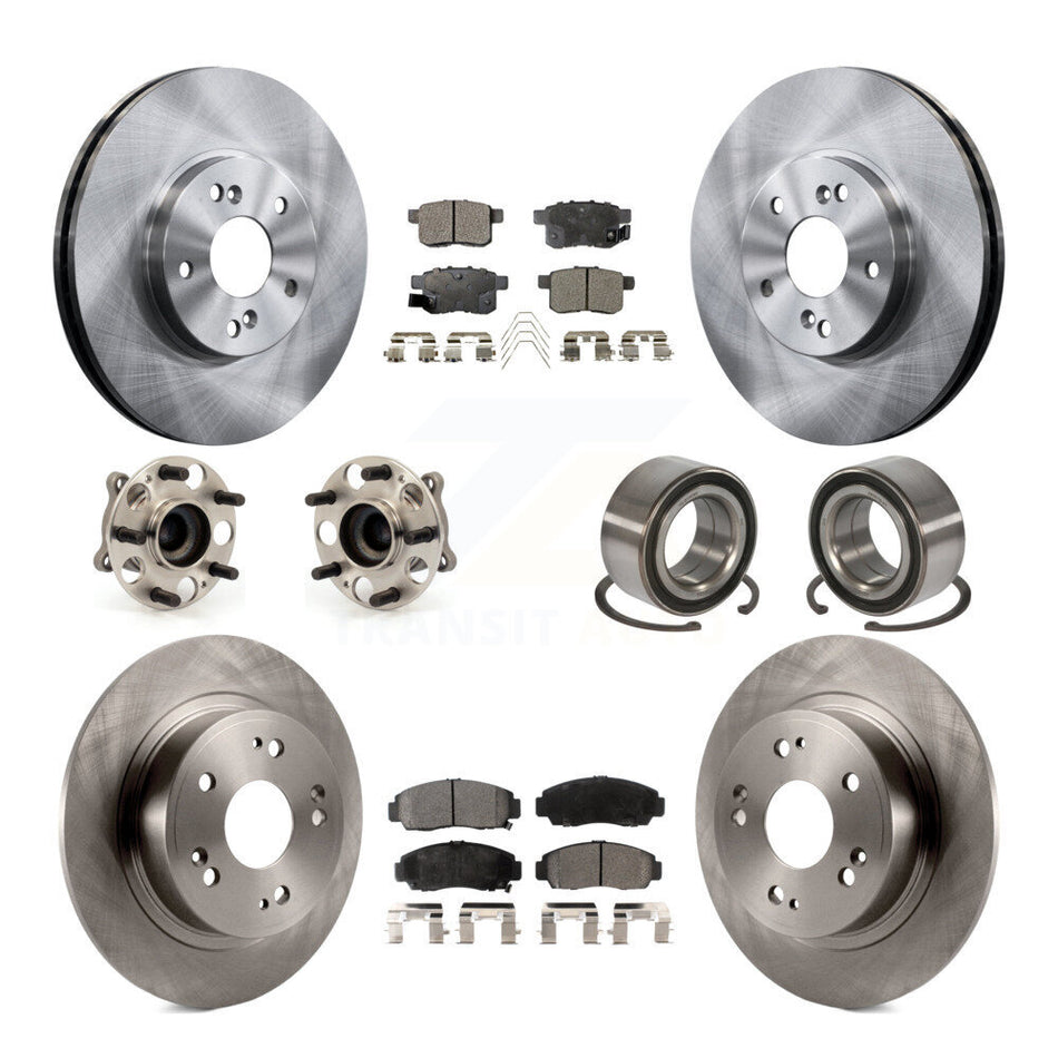 Front Rear Wheel Hub Bearings Assembly Disc Brake Rotors And Ceramic Pads Kit (10Pc) For Honda Accord Acura TSX KBB-107094