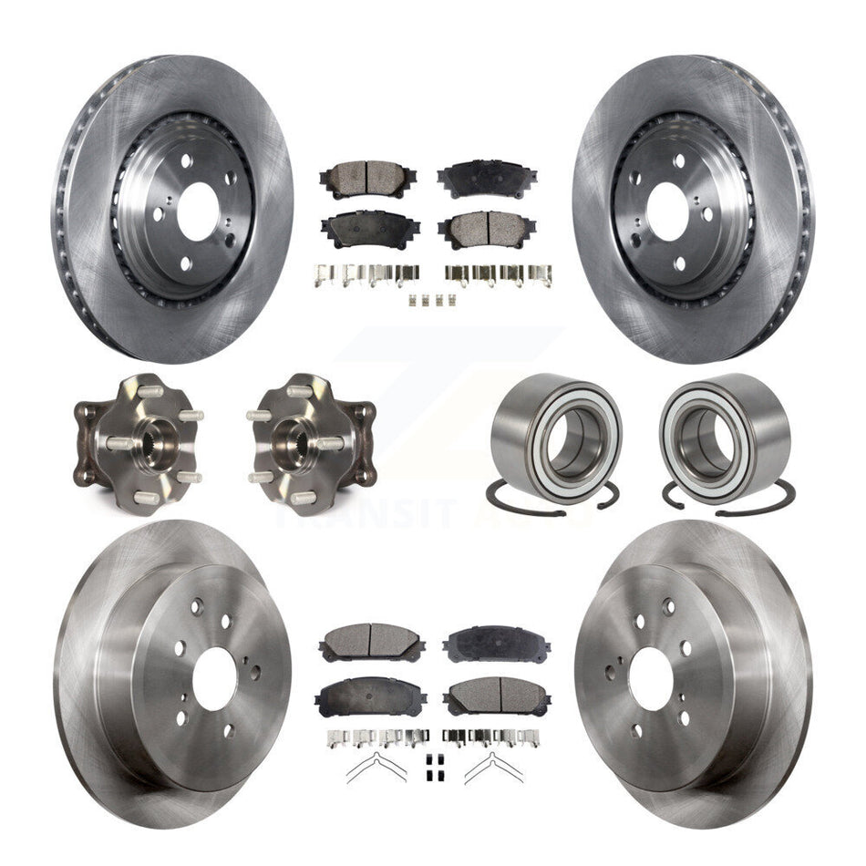 Front Rear Wheel Hub Bearings Assembly Disc Brake Rotors And Ceramic Pads Kit (10Pc) For Lexus RX350 Toyota Highlander RX450h KBB-107097